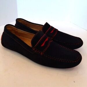 1901 Mens driving loafers - black / red - size 11.5